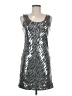 Freeway Metallic Silver Cocktail Dress Size M - photo 1