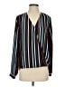 Halogen 100% Polyester Stripes Blue Long Sleeve Blouse Size S - photo 1