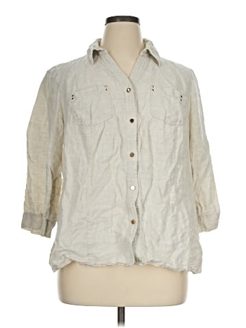 JM Collection 3/4 Sleeve Button-Down Shirt (view 1)