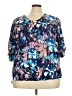 Dana Buchman 100% Rayon Floral Blue 3/4 Sleeve Blouse Size XXL - photo 1