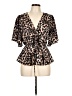 Venus 100% Polyester Animal Print Brown Short Sleeve Blouse Size 10 - photo 1