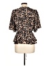 Venus 100% Polyester Animal Print Brown Short Sleeve Blouse Size 10 - photo 2