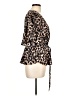 Venus 100% Polyester Animal Print Brown Short Sleeve Blouse Size 10 - photo 4