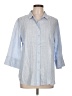 Chico's 100% Linen Blue 3/4 Sleeve Button-Down Shirt Size Lg (2) - photo 1