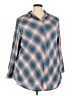 Cato Plaid Blue 3/4 Sleeve Button-Down Shirt Size 26W-28W - photo 1