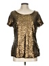 Worthington 100% Polyester Metallic Gold Short Sleeve Blouse Size L - photo 1