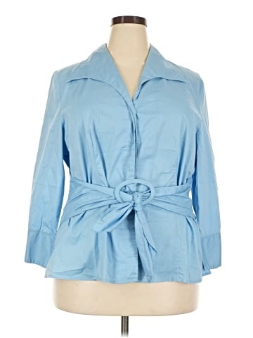Lane Bryant Outlet 3/4 Sleeve Button-Down Shirt (view 1)
