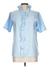 Unbranded Color Block Blue Short Sleeve Blouse Size L - photo 1