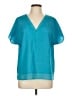 DKNY 100% Polyester Teal Short Sleeve Blouse Size L - photo 1