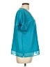 DKNY 100% Polyester Teal Short Sleeve Blouse Size L - photo 4