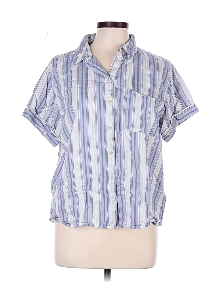 Pre-owned Universal Thread Short Sleeve Button Down Shirt In Blue