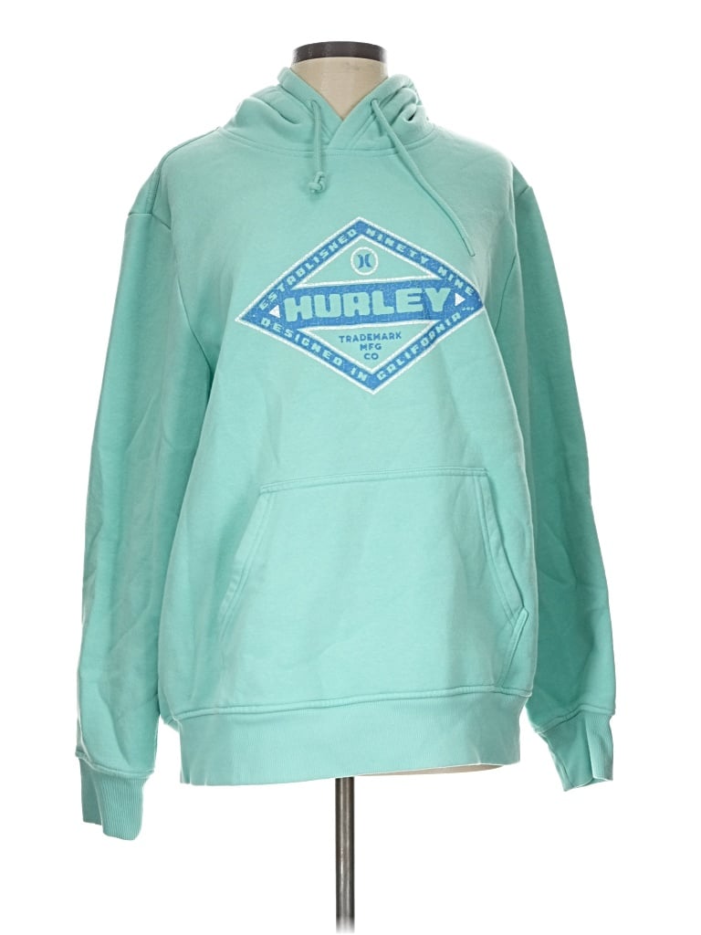 Pre-owned Hurley Pullover Hoodie In Teal