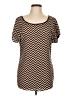 Espresso Chevron-herringbone Brown Short Sleeve Top Size L - photo 1