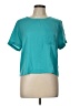 Pleione 100% Polyester Teal Short Sleeve Top Size L - photo 1