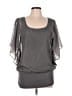 Studio Y 100% Polyester Gray Short Sleeve Blouse Size L - photo 1