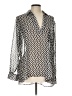 Pleione 100% Polyester Chevron-herringbone Silver Long Sleeve Blouse Size L - photo 1