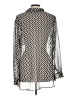 Pleione 100% Polyester Chevron-herringbone Silver Long Sleeve Blouse Size L - photo 2