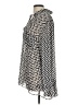 Pleione 100% Polyester Chevron-herringbone Silver Long Sleeve Blouse Size L - photo 5