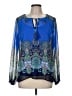 Rose + Olive 100% Polyester Blue Long Sleeve Blouse Size M - photo 1