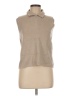 Max Mara 100% Wool Tan Sleeveless Button-Down Shirt Size M - photo 1