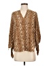MICHAEL Michael Kors 100% Polyester Animal Print Tan Long Sleeve Blouse Size S - photo 1
