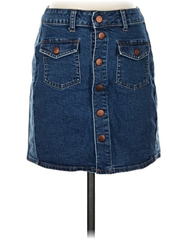 Madewell Stretch Denim Straight Mini Skirt: Pieced Edition (view 1)