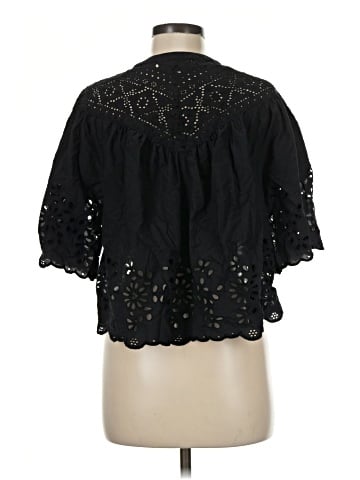 Madewell Embroidered Shirred Henley Top (view 2)