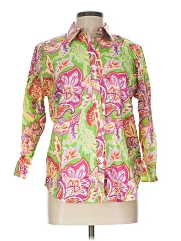 Lauren by Ralph Lauren 3/4 Sleeve Button-Down Shirt (view 1)
