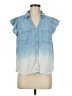 Democracy 100% Lyocell Blue Sleeveless Button-Down Shirt Size M - photo 1
