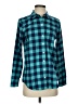 Vineyard Vines Performance 100% Polyester Checkered-gingham Teal Long Sleeve Blouse Size 4 - photo 1