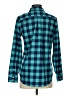 Vineyard Vines Performance 100% Polyester Checkered-gingham Teal Long Sleeve Blouse Size 4 - photo 2