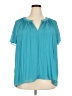 T Tahari 100% Polyester Teal Short Sleeve Blouse Size 2X - photo 1