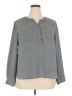 Roz & Ali 100% Polyester Houndstooth Gray Long Sleeve Blouse Size 2X - photo 1