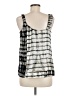 Poleci 100% Silk Silver Sleeveless Silk Top Size 6 - photo 2