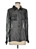 Gold Hawk 100% Silk Metallic Gray Long Sleeve Silk Top Size M - photo 1