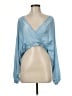 Audrey 3+1 Blue Long Sleeve Blouse Size M (estimated) - photo 1