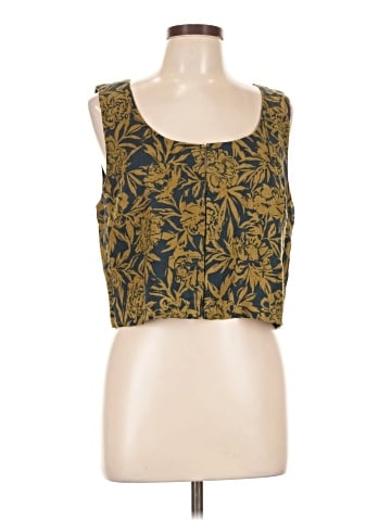 Madewell Scoopneck Crop Tank in Floral 100% Linen (view 1)