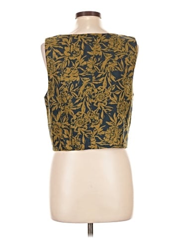 Madewell Scoopneck Crop Tank in Floral 100% Linen (view 2)
