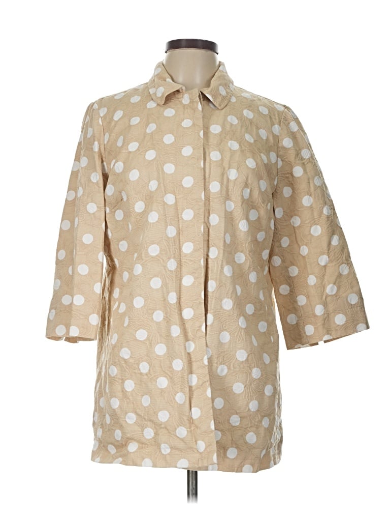 Pre-owned Chico's 3/4 Sleeve Button Down Shirt In Tan