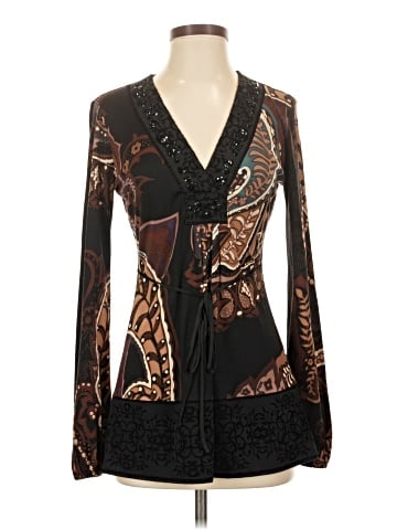 Hale Bob Long Sleeve Silk Top (view 1)