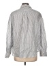 Gap 100% Linen Stripes Silver 3/4 Sleeve Button-Down Shirt Size Lg Petite - photo 2