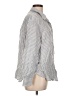 Gap 100% Linen Stripes Silver 3/4 Sleeve Button-Down Shirt Size Lg Petite - photo 4