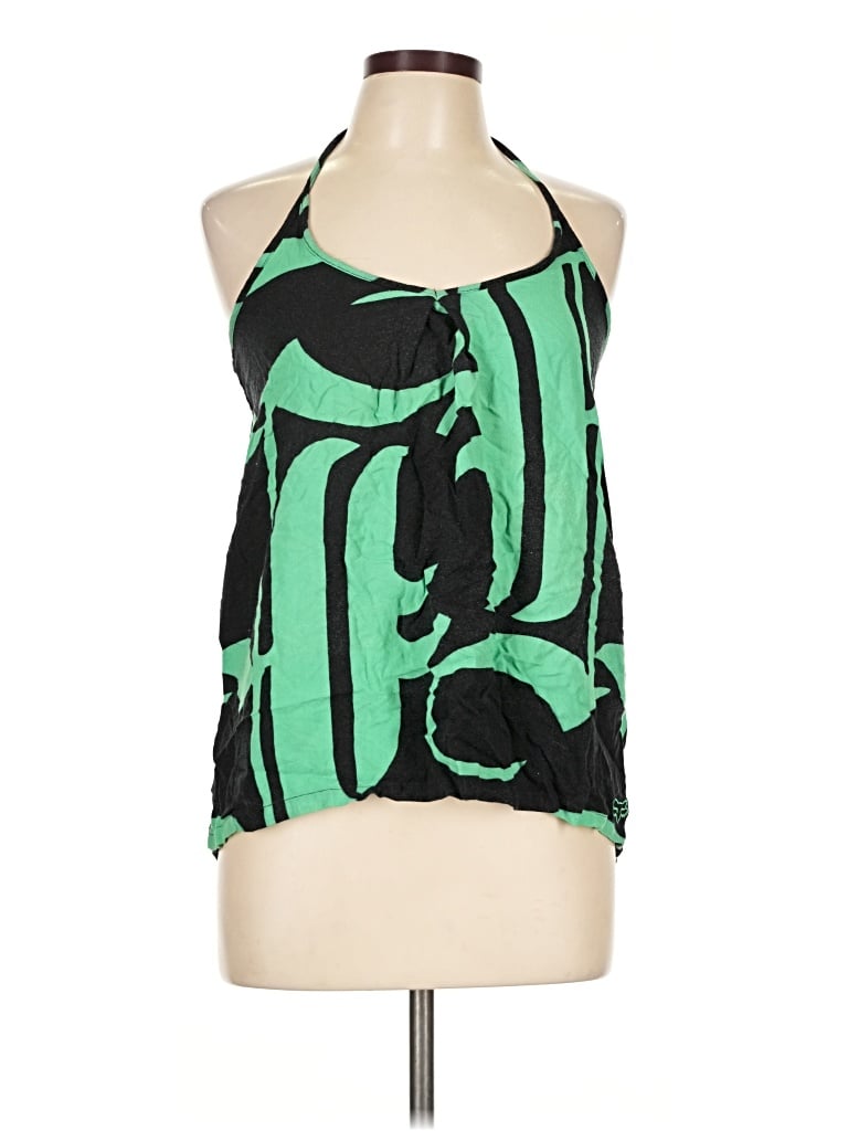 Pre-owned Fox Tank Top Green Halter Neckline Tops