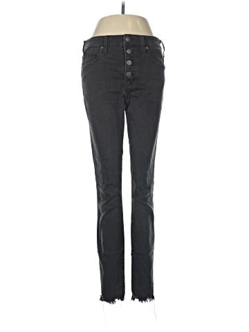Madewell 9" Mid-Rise Skinny Jeans in Berkeley Black: Button-Through Edition (view 1)