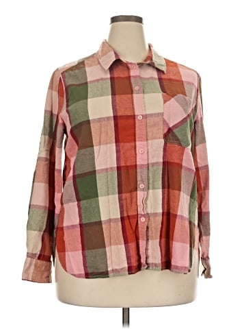 Time and Tru Long Sleeve Button-Down Shirt (view 1)