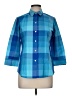 Foxcroft Plaid Blue 3/4 Sleeve Button-Down Shirt Size 6 - photo 1