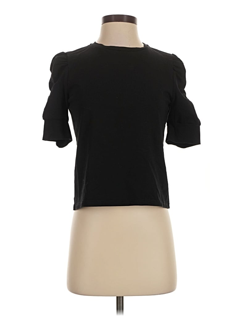 Pre-owned Walter Baker Short Sleeve Top Black Mock Neckline Tops