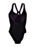 Speedo Solid Black Purple One Piece Swimsuit Size 6 - photo 2