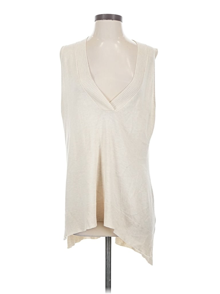 Pre-owned Kerisma Sleeveless Top Ivory Plunge Neckline Tops