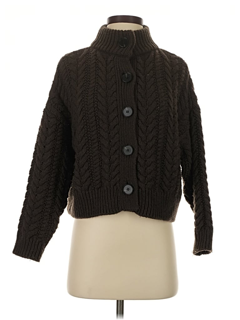 Pre-owned Something Navy Cardigan Sweater In Brown